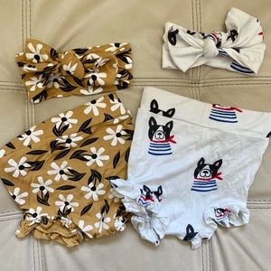 SpearmintLOVE bloomers / headbands 3-6months